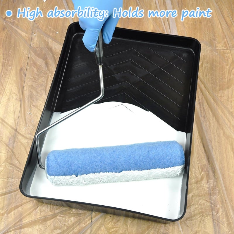 Greatandrew Great Andrew 18 Pack Paint Roller Covers 9 Inch 3/8 Nap, Dense Fibers Large Paint Roller Kit for Painting Textured Smooth Rough Surfaces Walls Floors House - Image 4